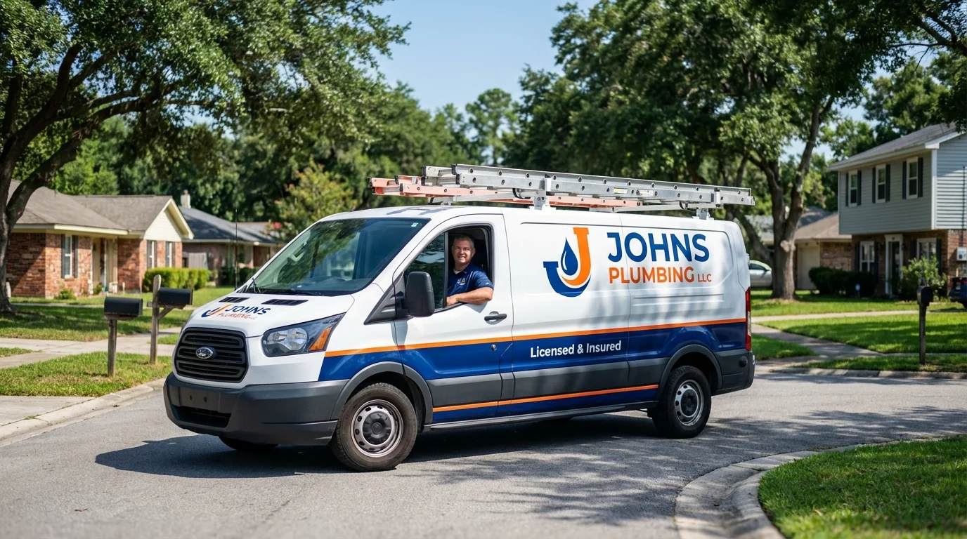 Johns Plumbing LLC service van in Troy, IL